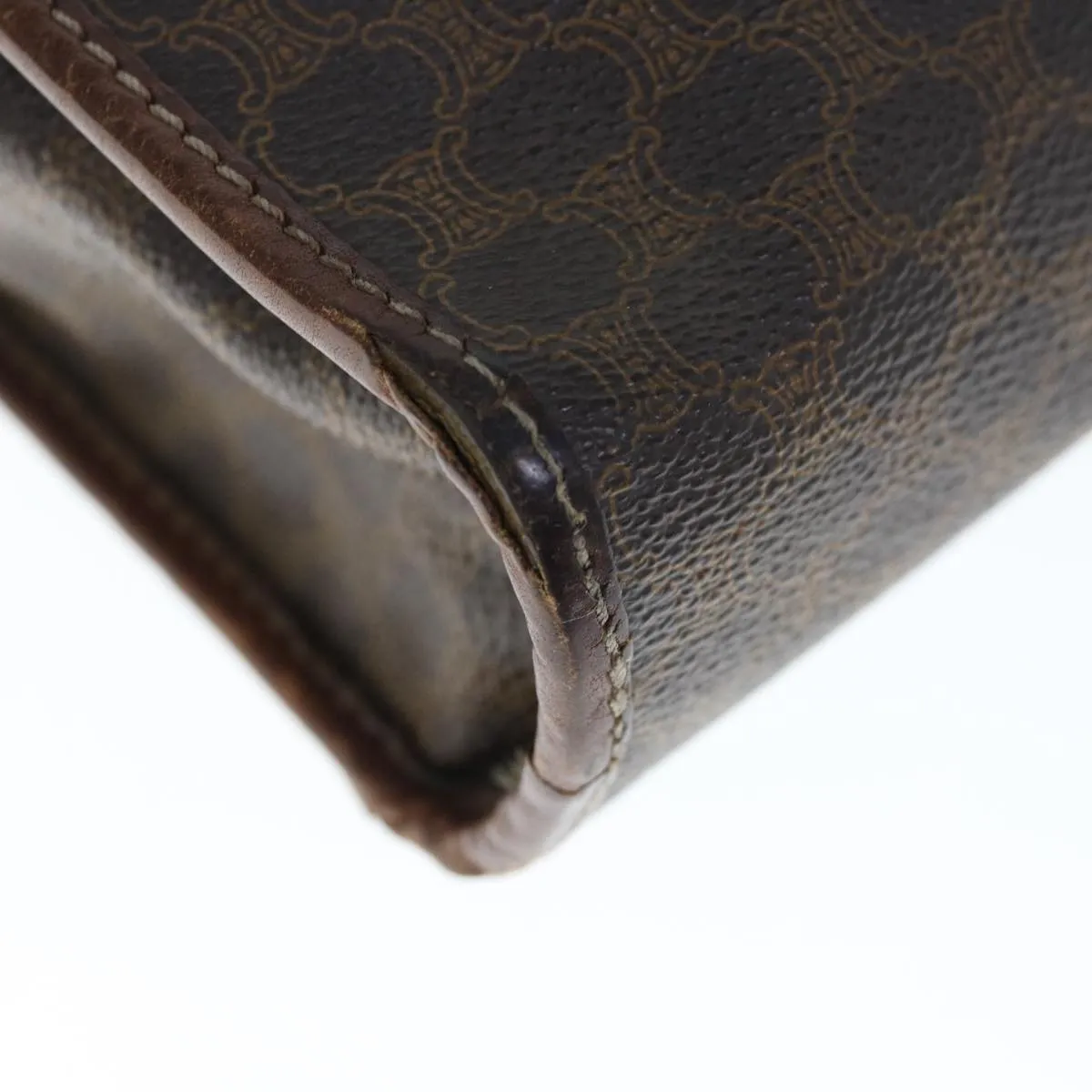 CELINE Macadam Canvas Clutch Bag PVC Brown Auth 65968
