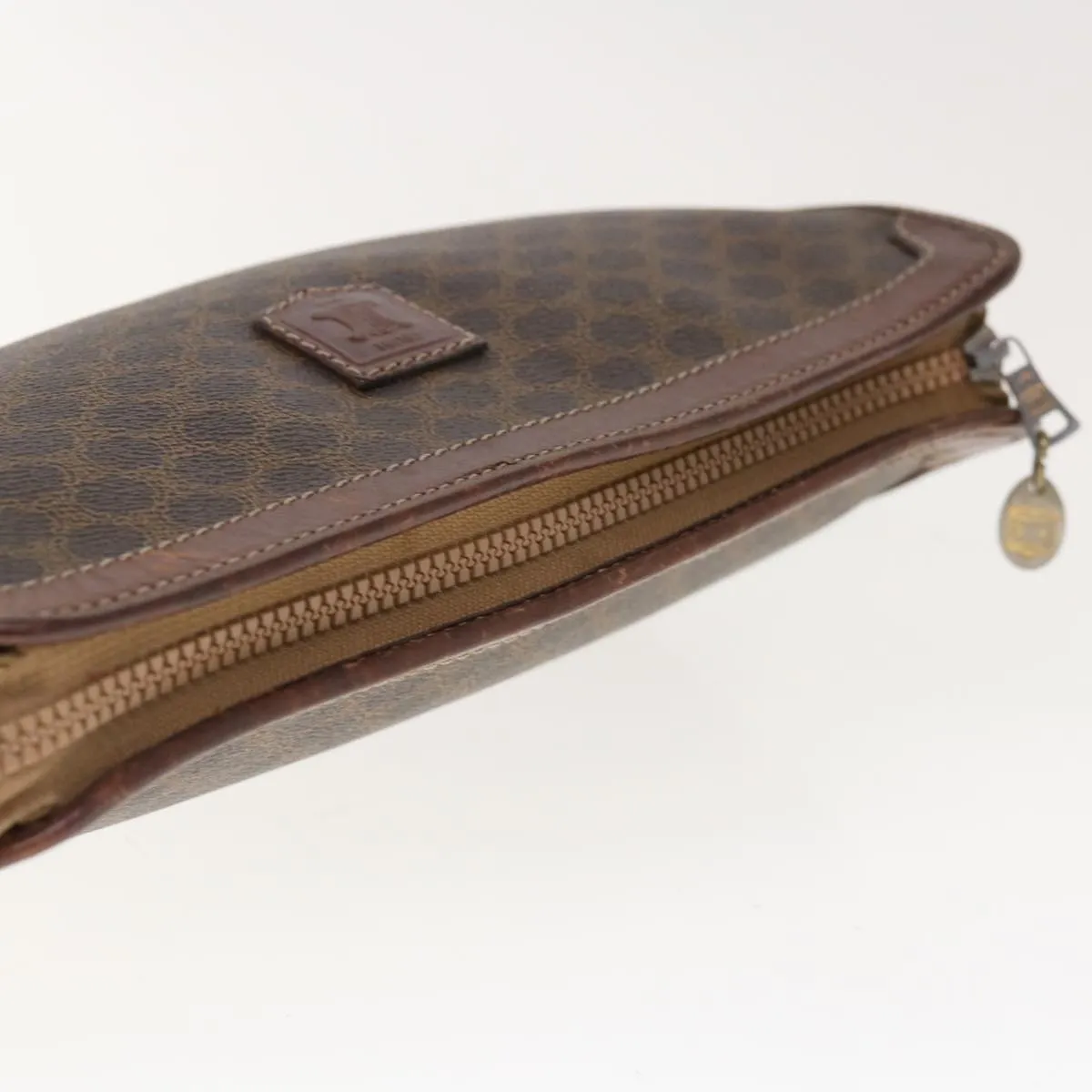 CELINE Macadam Canvas Clutch Bag PVC Brown Auth 65968