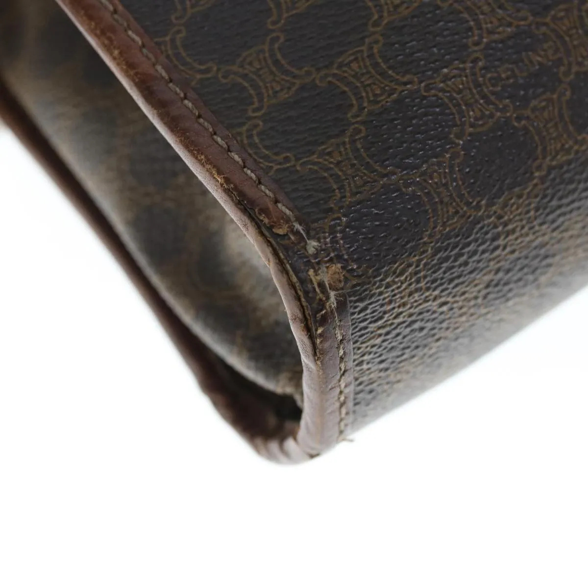 CELINE Macadam Canvas Clutch Bag PVC Brown Auth 65968