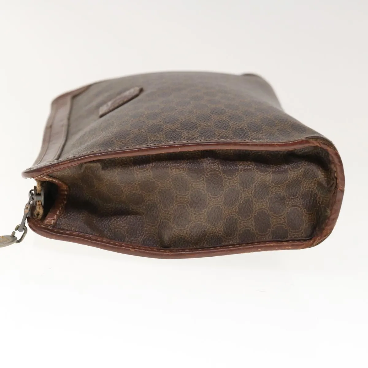 CELINE Macadam Canvas Clutch Bag PVC Brown Auth 65968