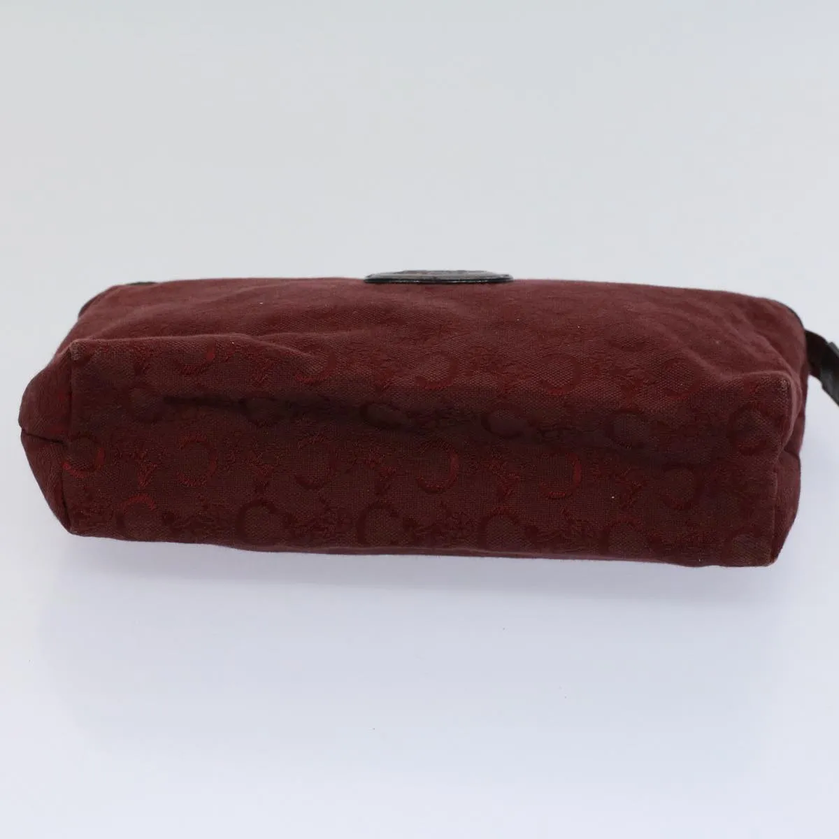CELINE Macadam Canvas Clutch Bag PVC Leather 2Set Red Brown Auth bs9598