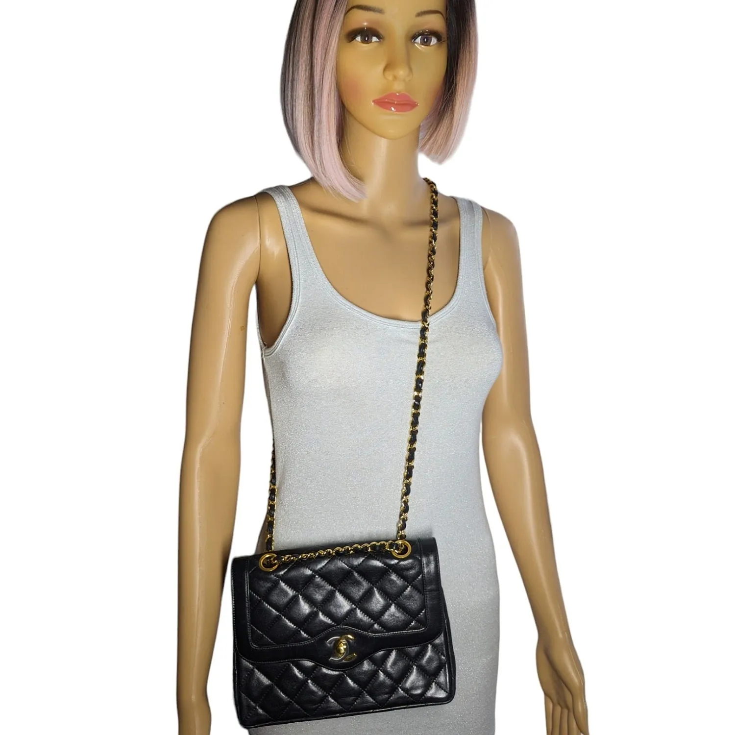 Chanel bag Vintage Black Coco Paris Double Flap Bag