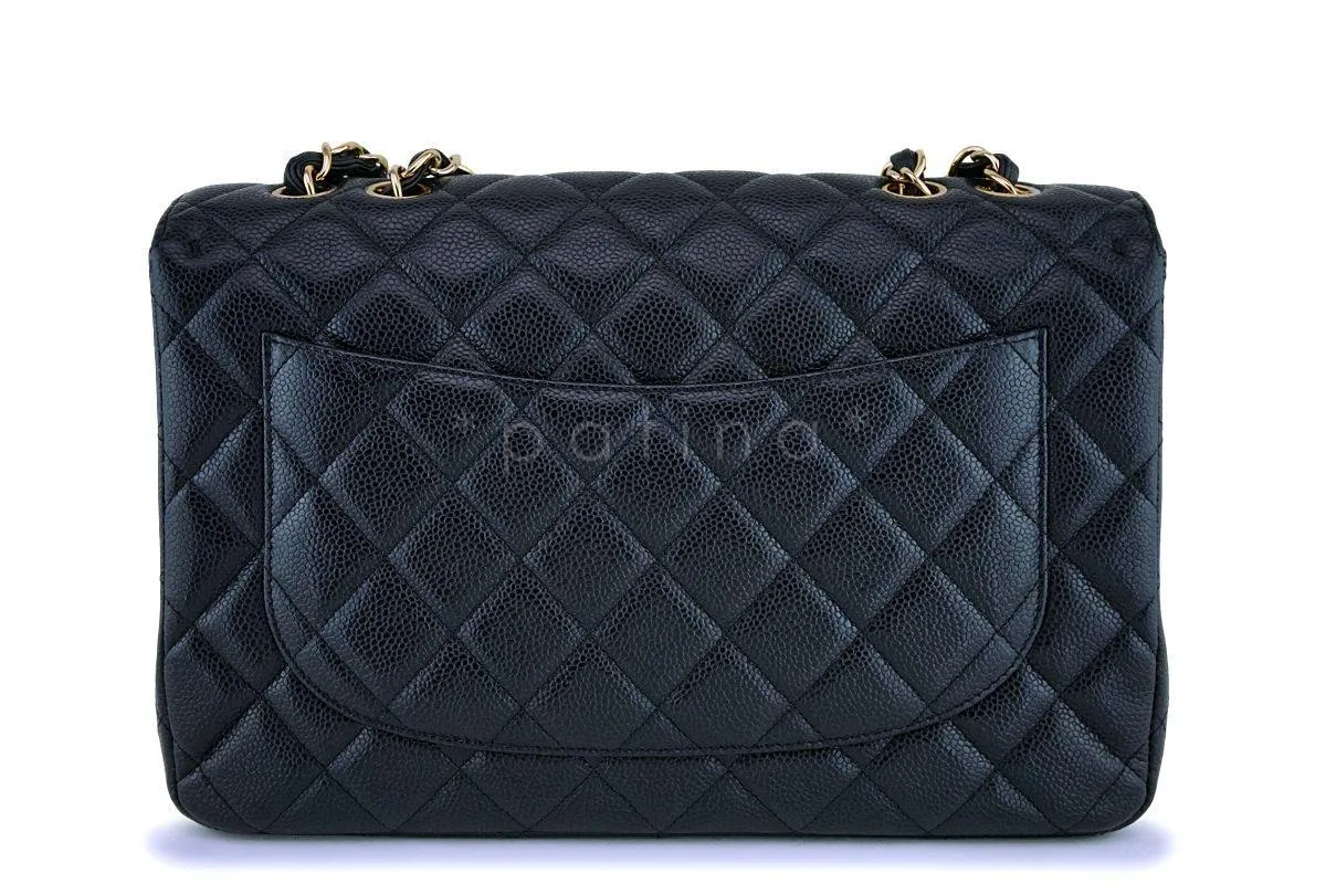 Chanel Black Caviar Classic Jumbo Flap Bag GHW