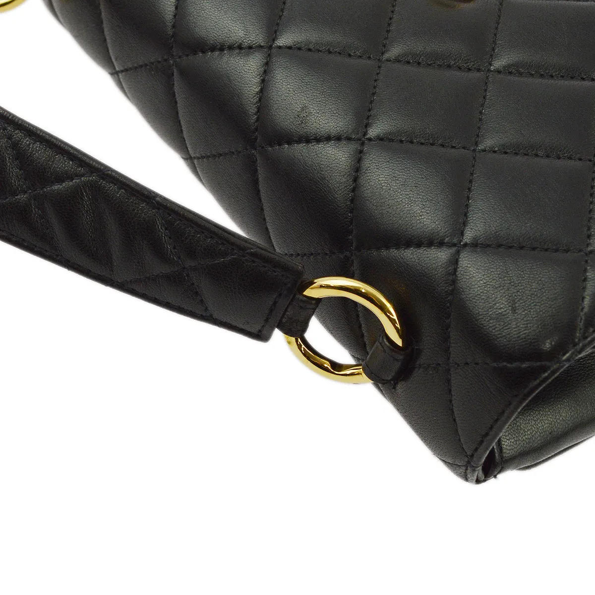 Chanel Black Lambskin Straight Flap Handbag