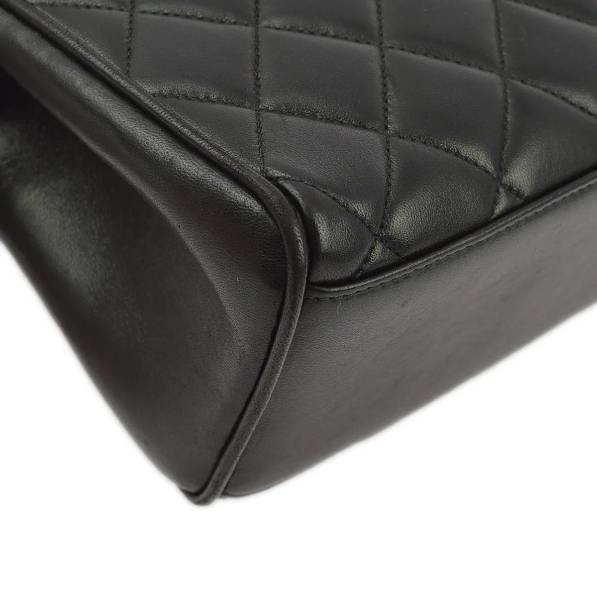 Chanel Black Lambskin Straight Flap Handbag