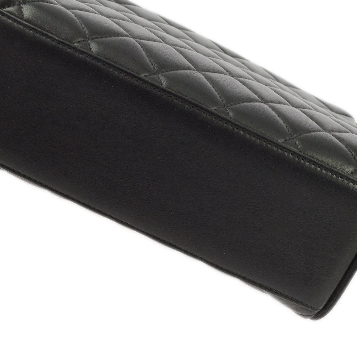 Chanel Black Lambskin Straight Flap Handbag