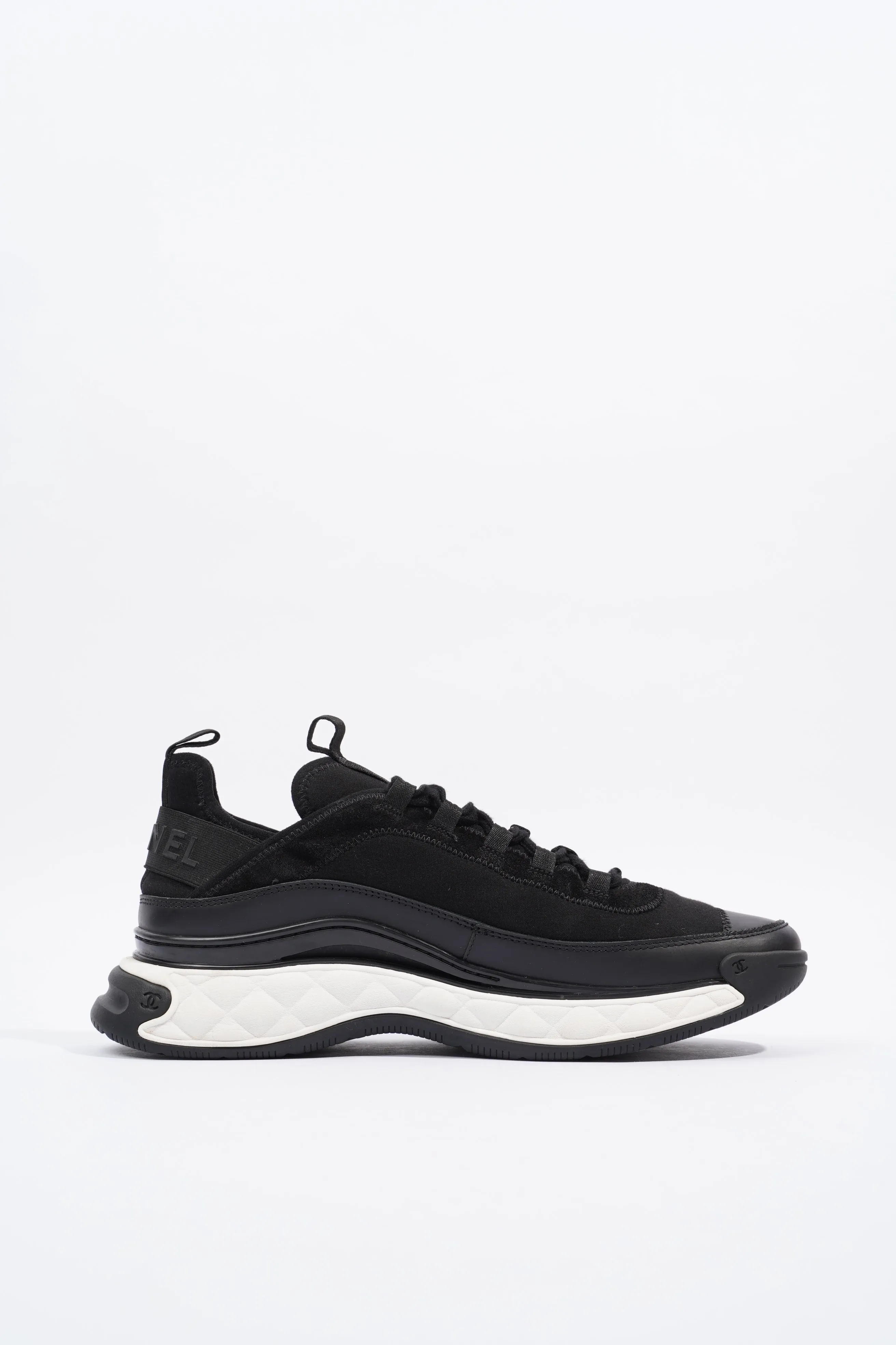 Chanel CC Logo Sneaker Black   White Fabric EU 42 UK 8