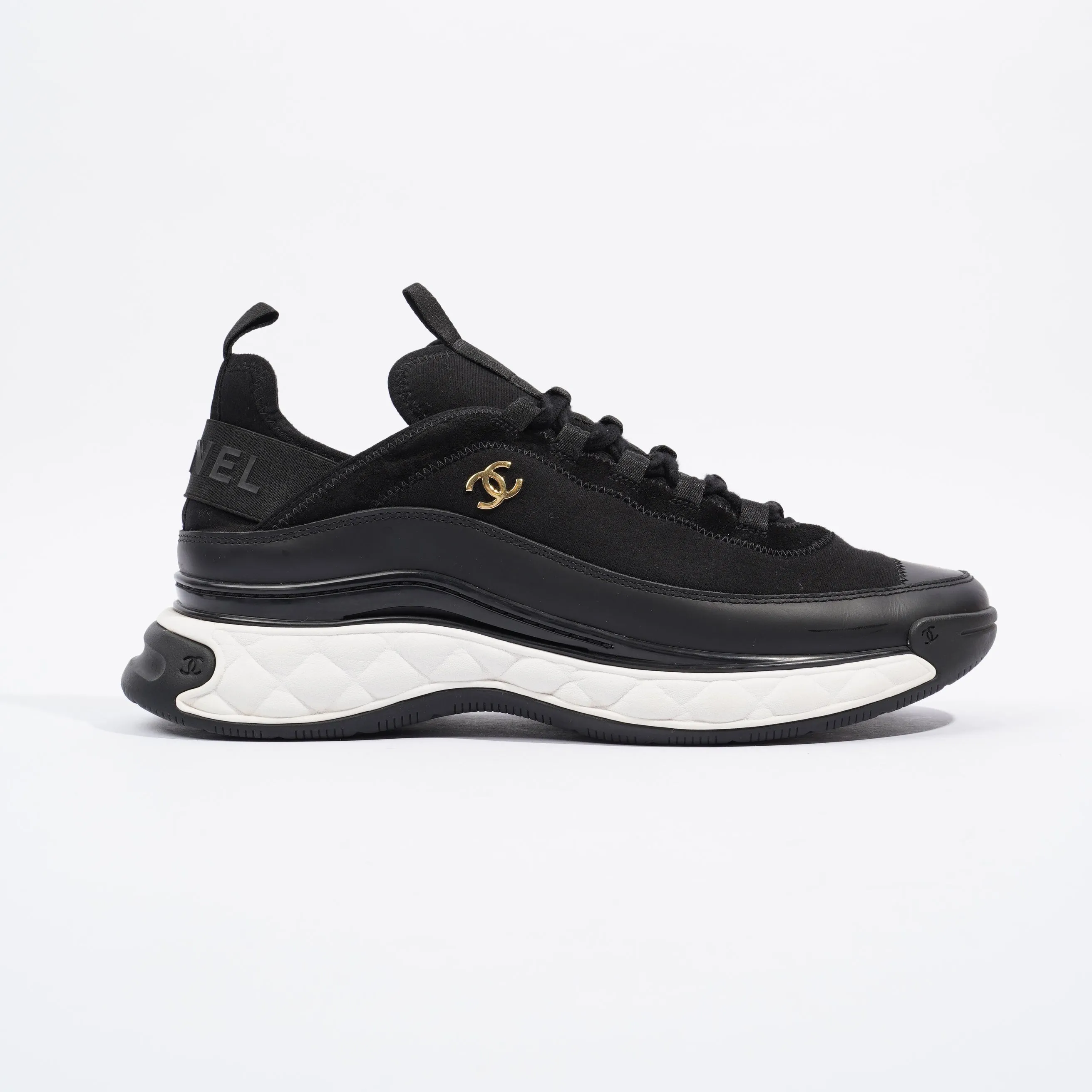 Chanel CC Logo Sneaker Black   White Fabric EU 42 UK 8