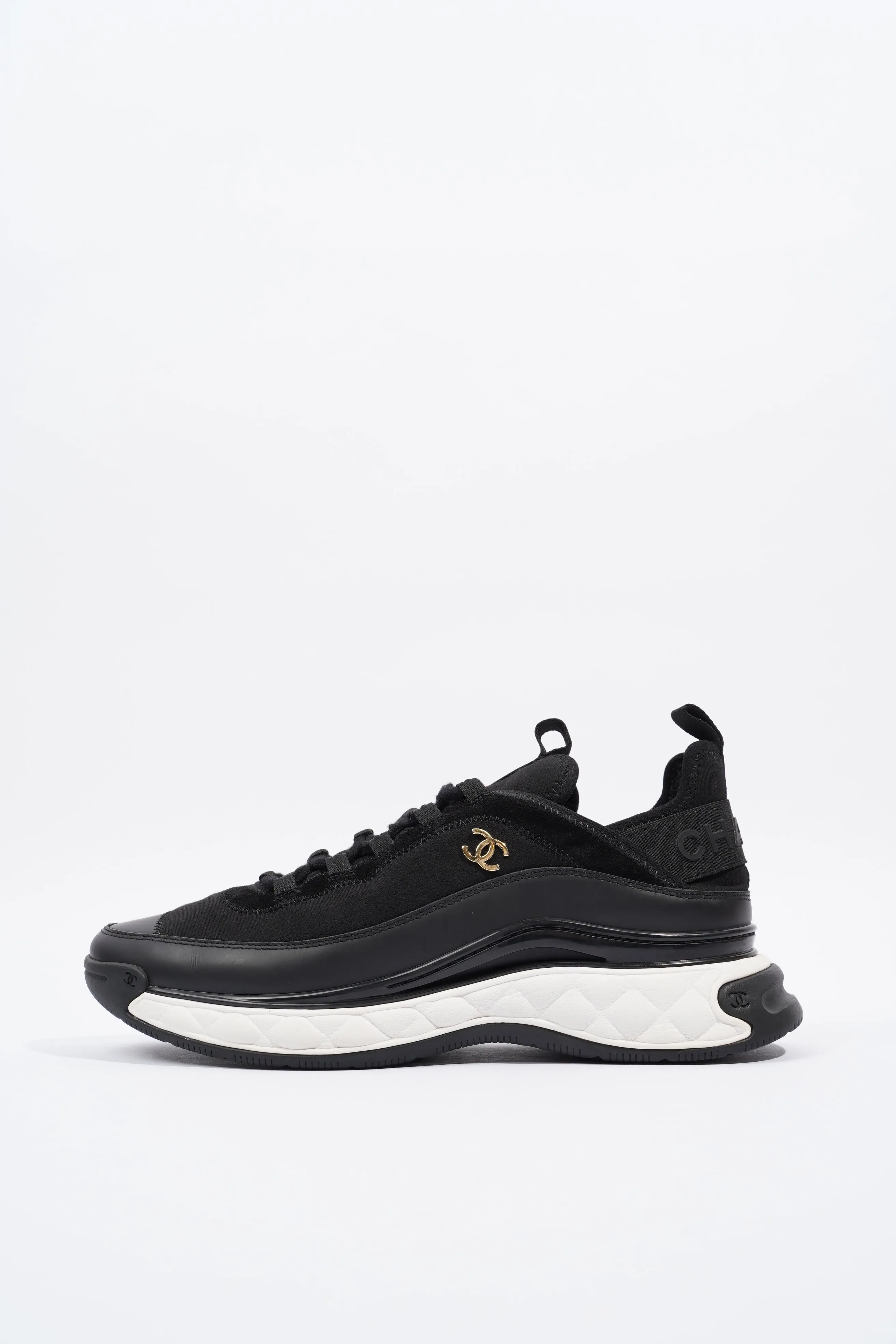 Chanel CC Logo Sneaker Black   White Fabric EU 42 UK 8