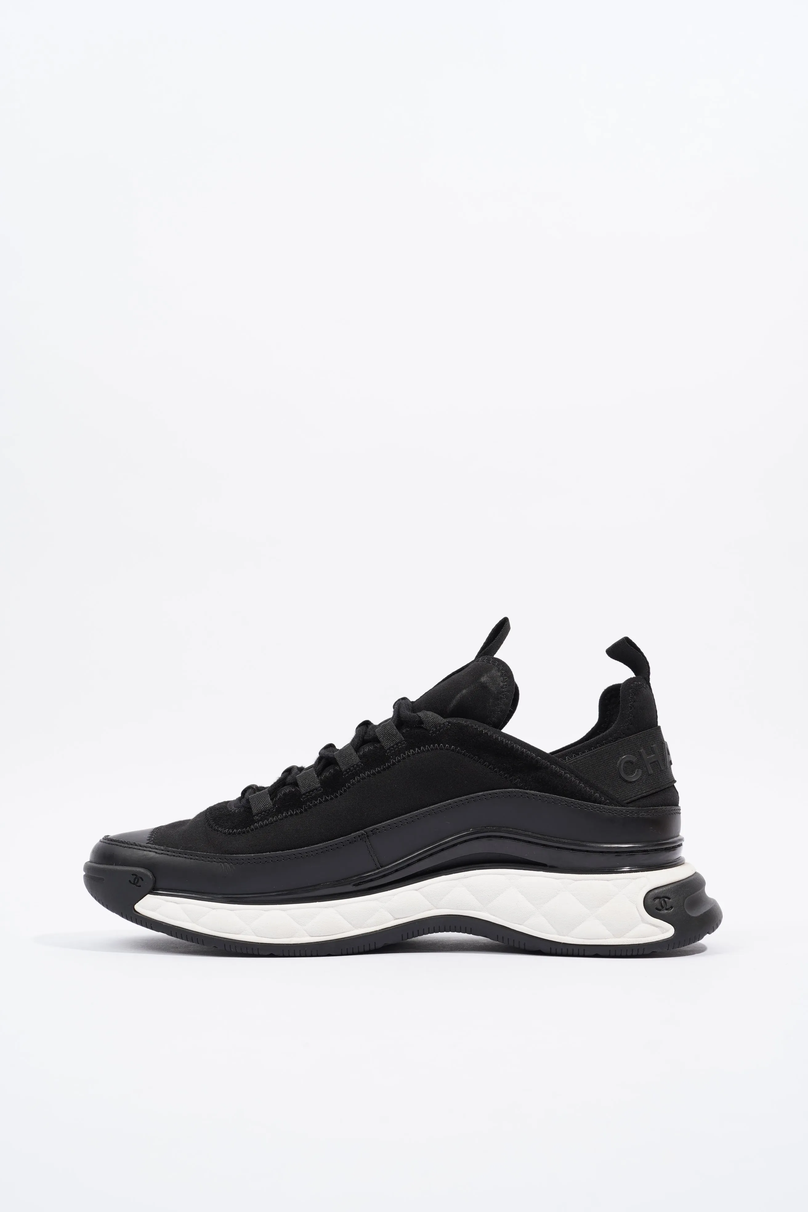 Chanel CC Logo Sneaker Black   White Fabric EU 42 UK 8