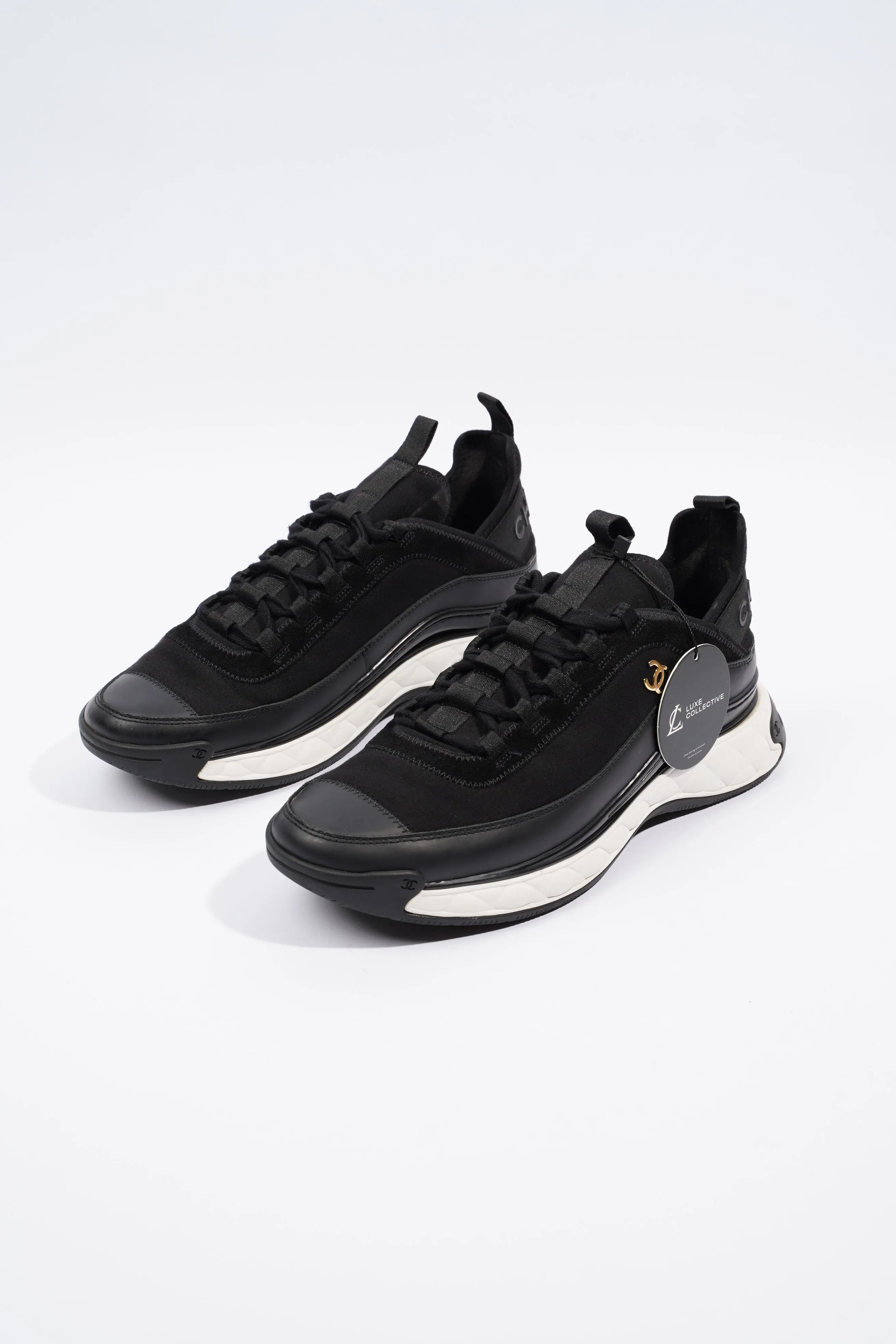 Chanel CC Logo Sneaker Black   White Fabric EU 42 UK 8