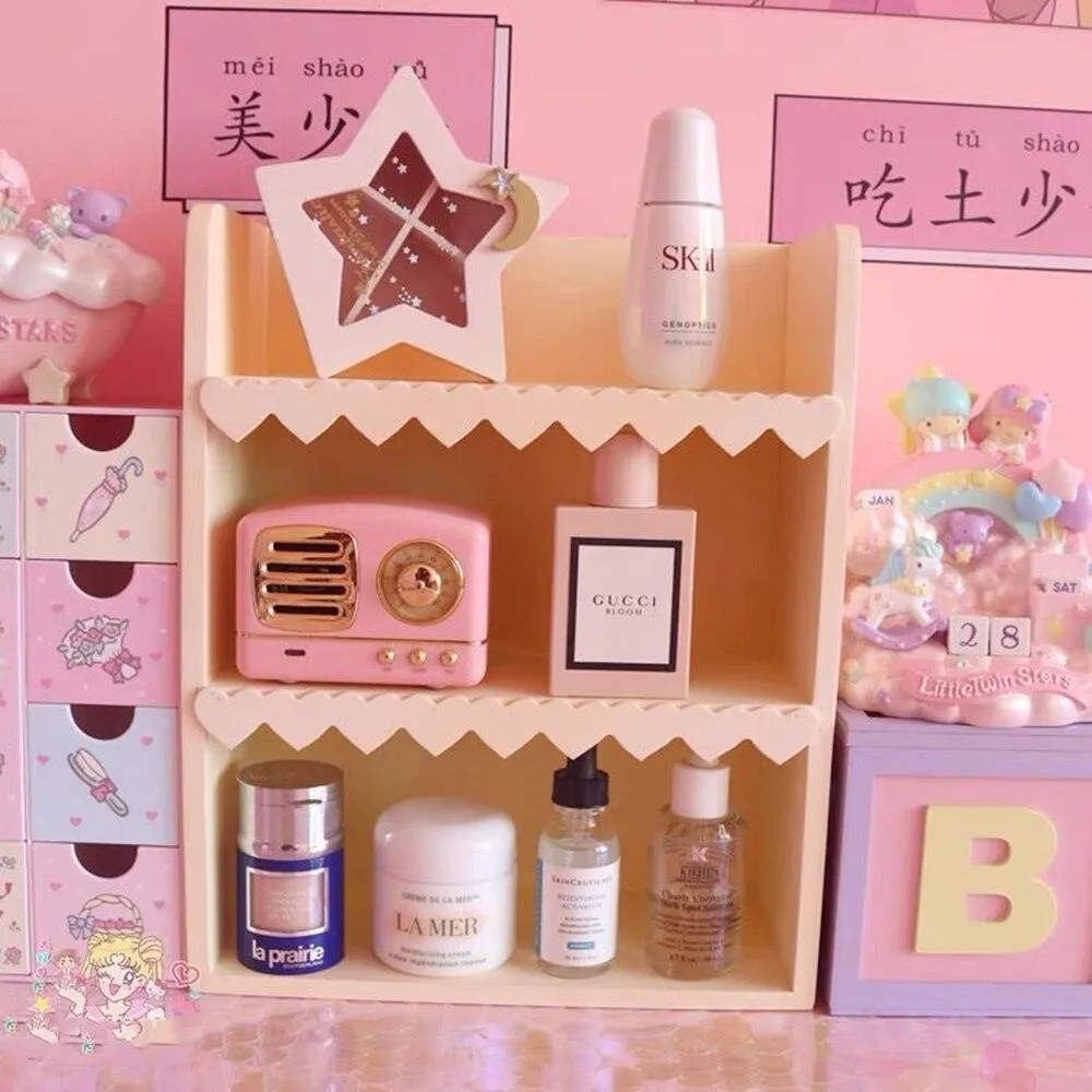 Chic Blush Pink Wooden Desktop Organizer