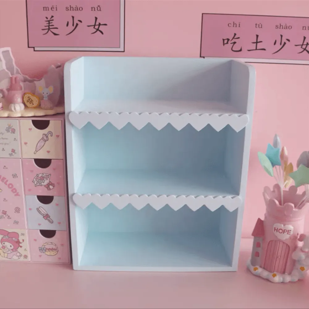 Chic Blush Pink Wooden Desktop Organizer