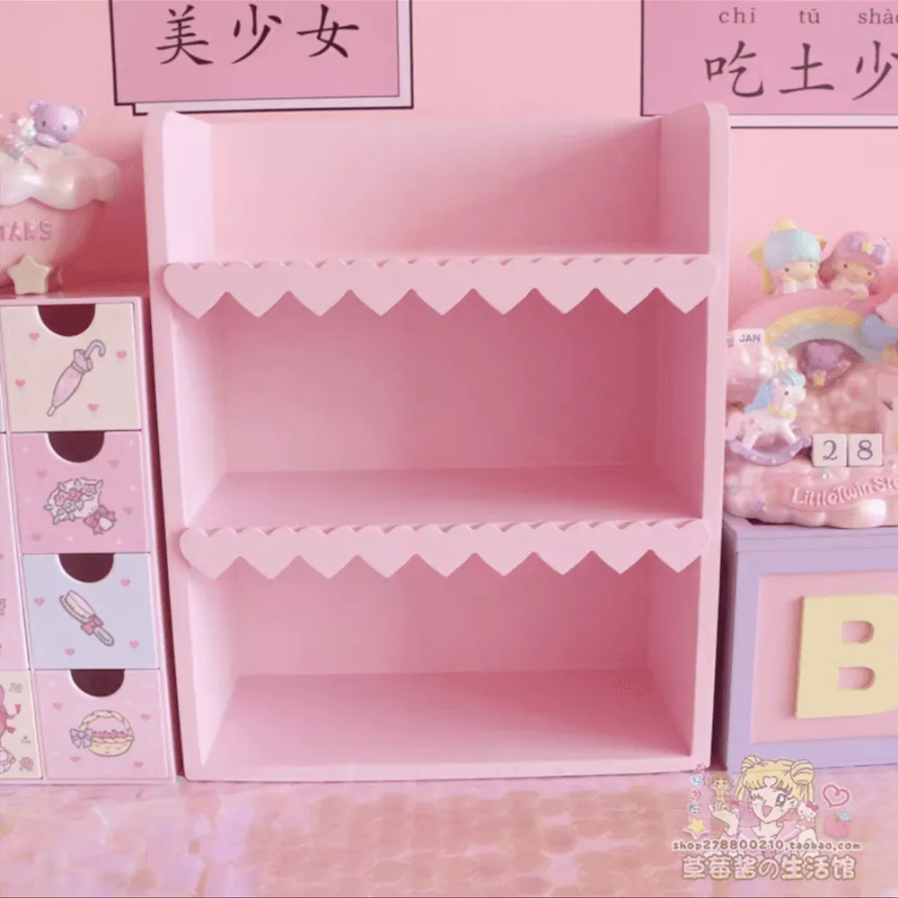 Chic Blush Pink Wooden Desktop Organizer