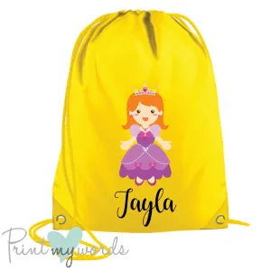 Children's Personalised Princess P.E. Drawstring Bag