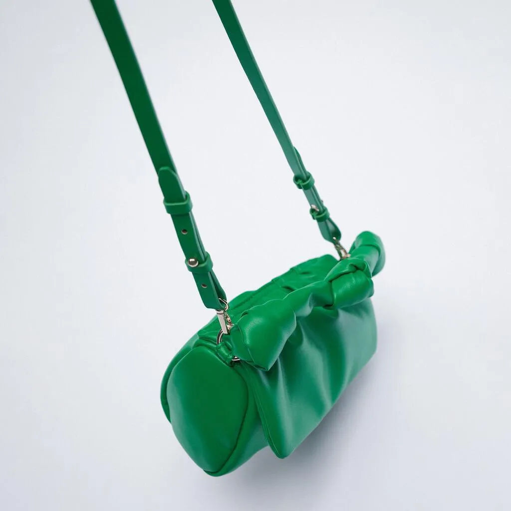 Christmas Gift Brands Ruched Women Handags Designer Shoulder Bags Luxury Soft Pu Leather Crossbody Bag High Quality Small Pures Green Sac 2021