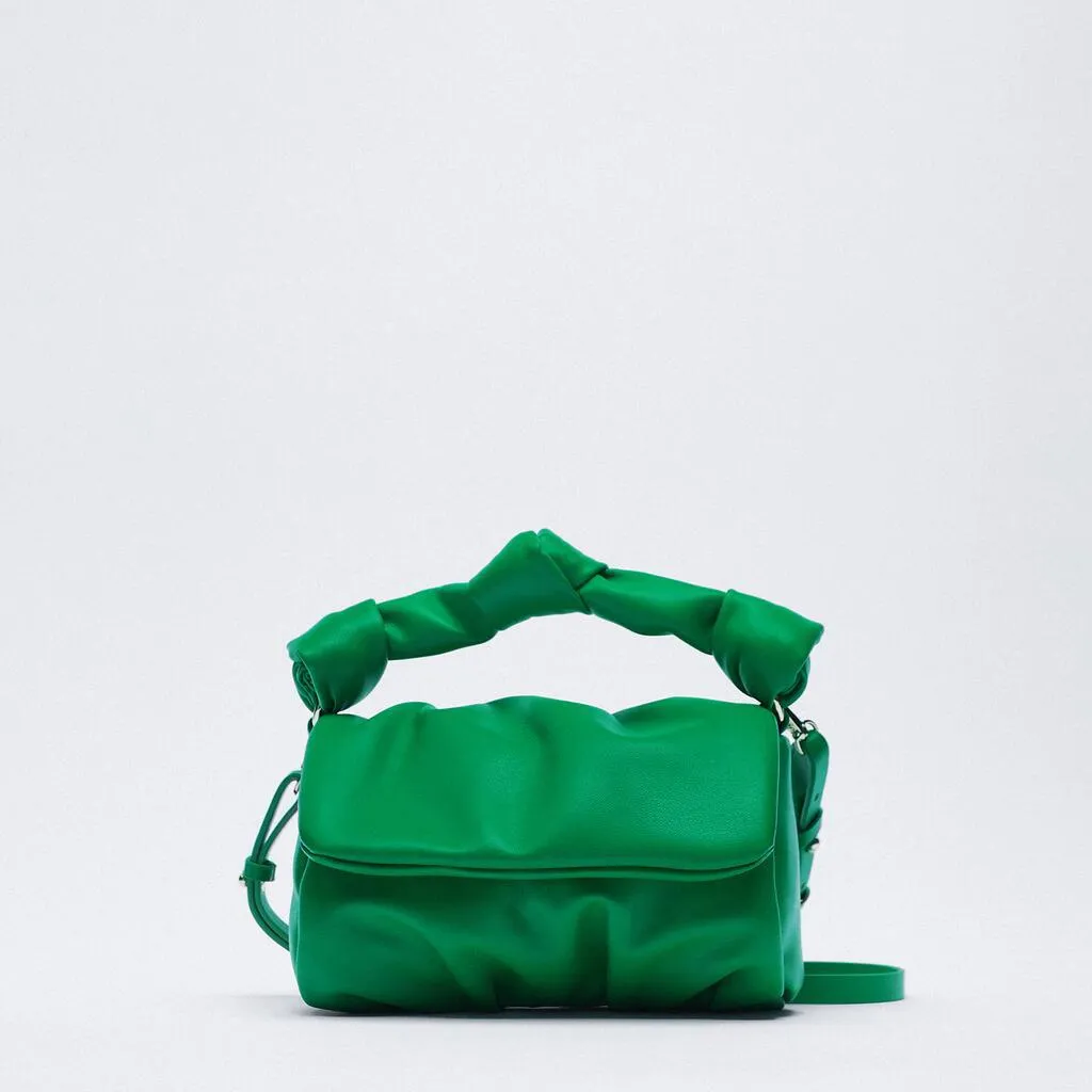 Christmas Gift Brands Ruched Women Handags Designer Shoulder Bags Luxury Soft Pu Leather Crossbody Bag High Quality Small Pures Green Sac 2021