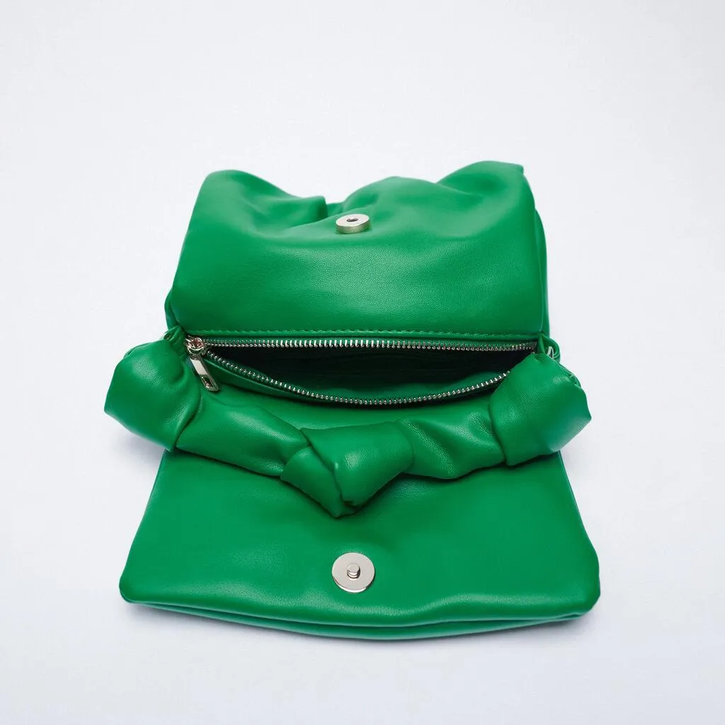 Christmas Gift Brands Ruched Women Handags Designer Shoulder Bags Luxury Soft Pu Leather Crossbody Bag High Quality Small Pures Green Sac 2021
