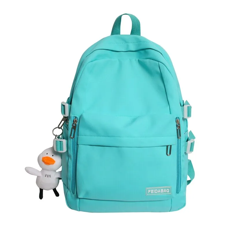 Christmas Gift Casual Backpacks Women 2021 Solid Color Women Large Capacity Teenage Girl School Bag Trend Backpack New Fashion Female Mochila