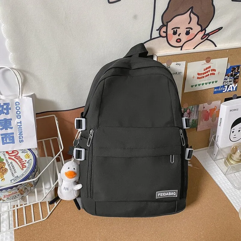 Christmas Gift Casual Backpacks Women 2021 Solid Color Women Large Capacity Teenage Girl School Bag Trend Backpack New Fashion Female Mochila