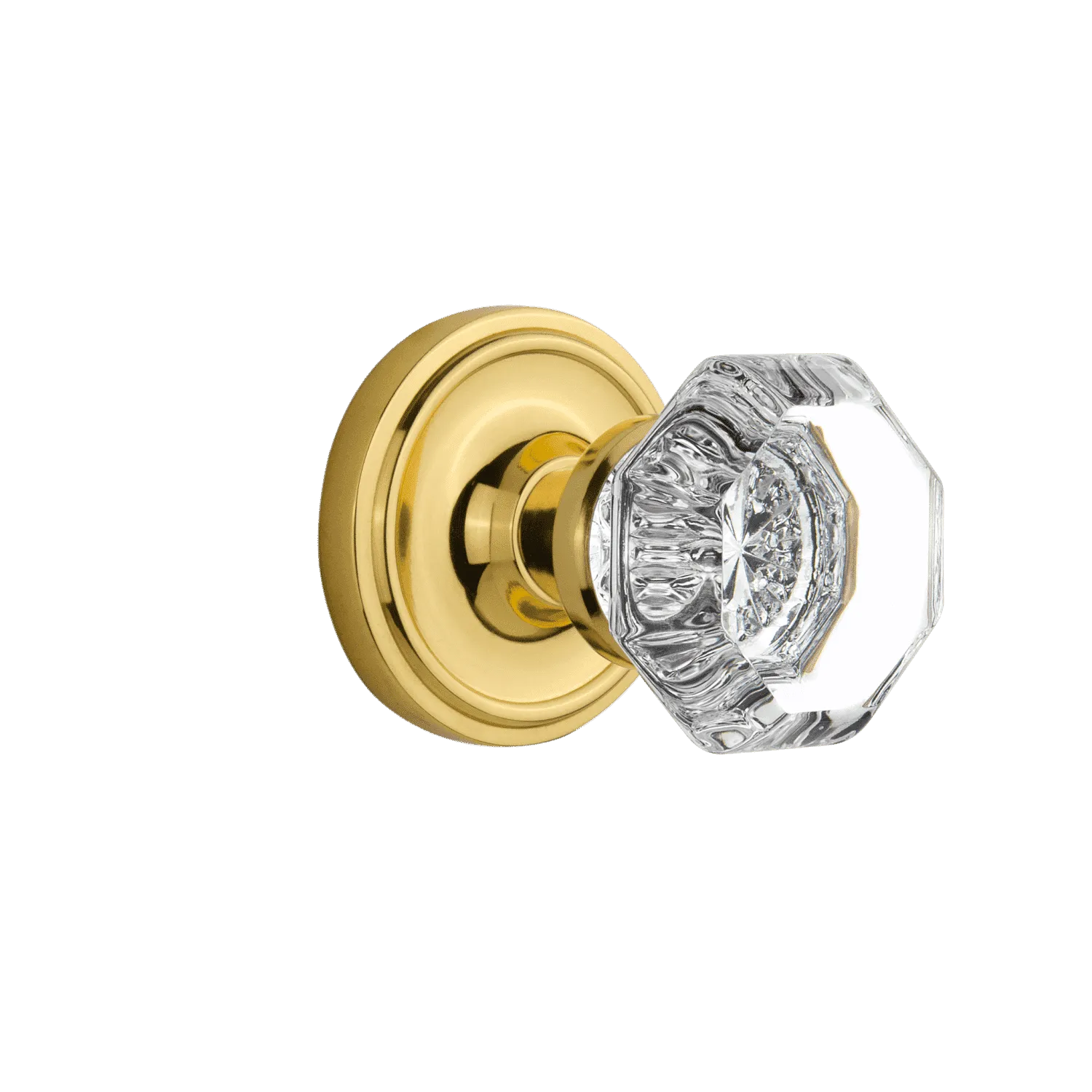 Classic Rosette with Waldorf Knob in Polished Brass