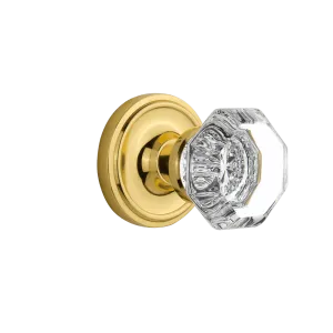 Classic Rosette with Waldorf Knob in Polished Brass