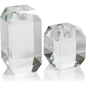 Collier Beveled Cubic Crystal Taper Candle Holder