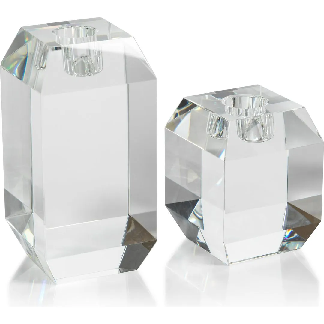Collier Beveled Cubic Crystal Taper Candle Holder