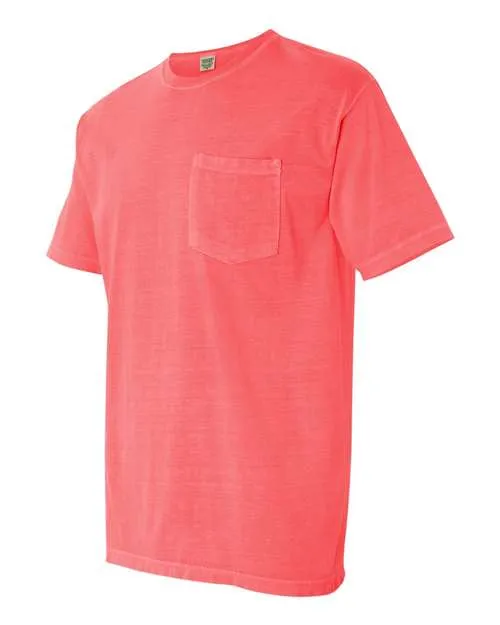 Comfort Colors Garment-Dyed Heavyweight Pocket T-Shirt 6030 Neon Red Orange