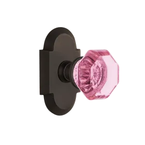 Cottage Short Plate with Pink Waldorf Knob in Oil-Rubbed Bronze