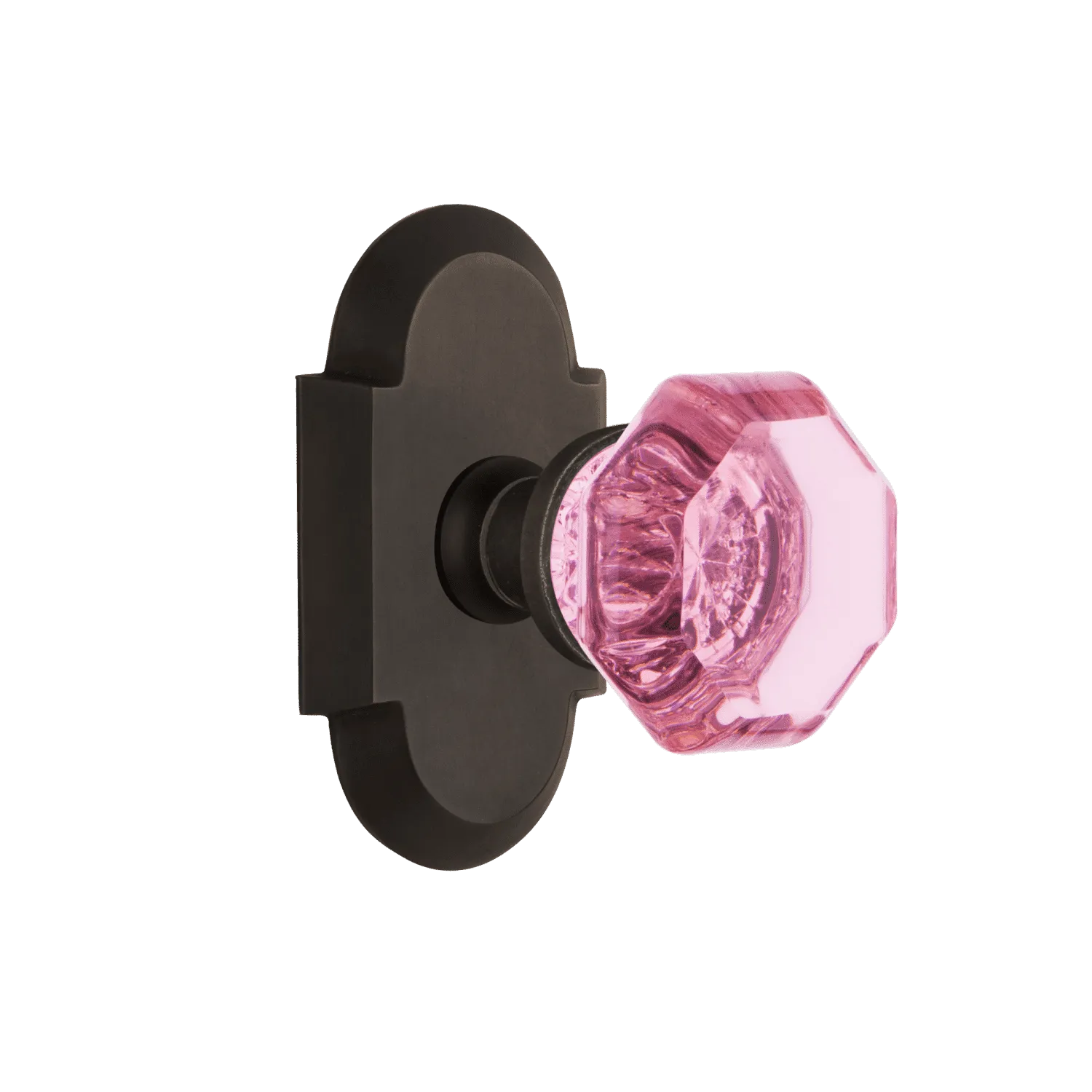 Cottage Short Plate with Pink Waldorf Knob in Oil-Rubbed Bronze