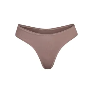 COTTON RIB DIPPED THONG | UMBER