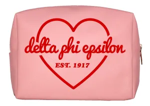 Delta Phi Epsilon Pink w/Red Heart Makeup Bag