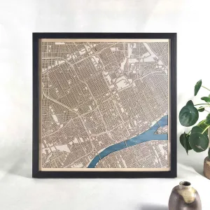 Detroit Wooden Map