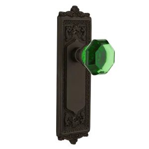 Egg & Dart Long Plate with Emerald Waldorf Knob in Oil-Rubbed Bronze