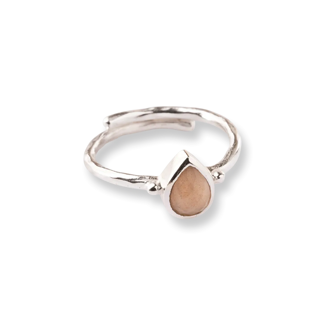 Enjoyment Peach Moonstone Ring Silver