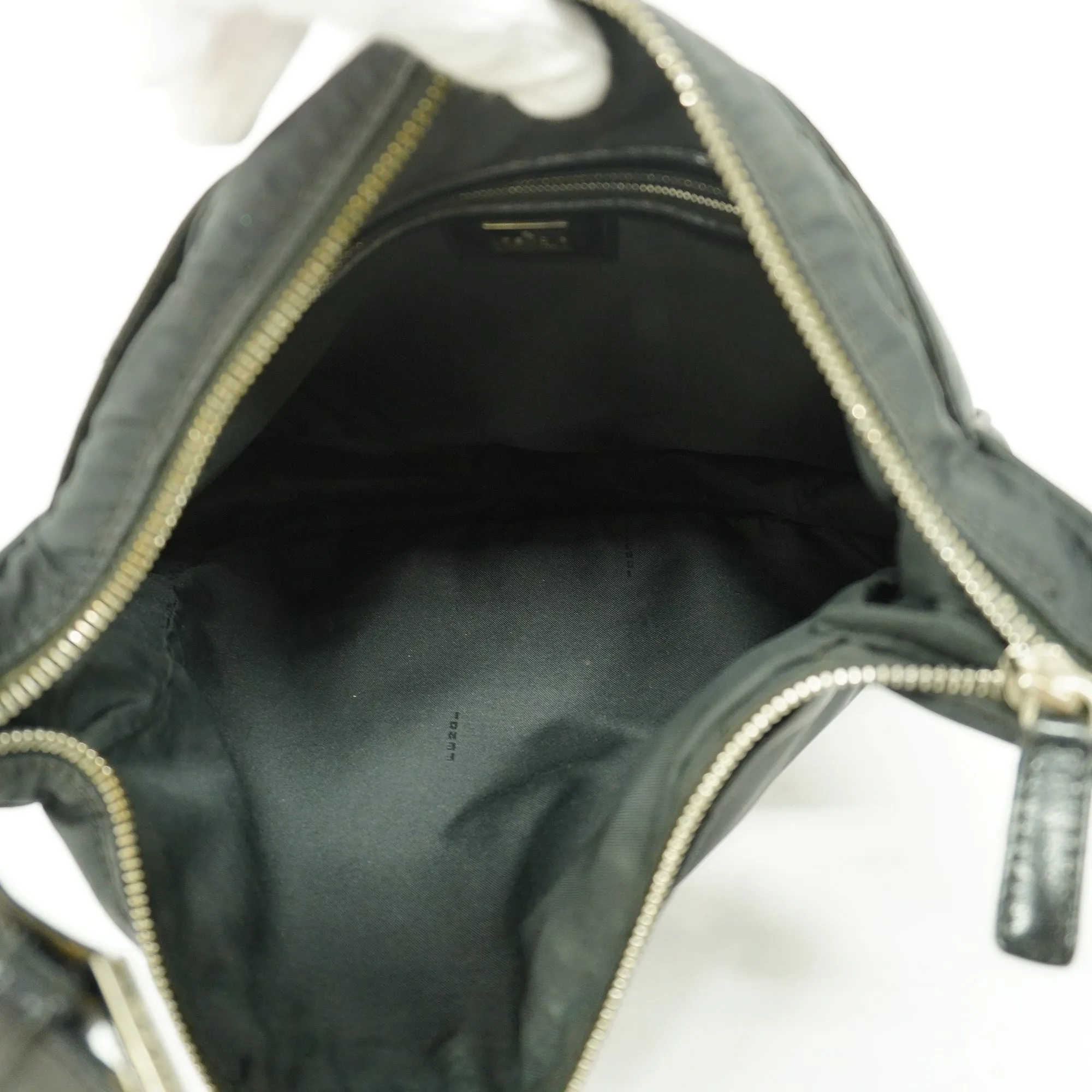 FENDI  FF Logo Women's Nylon Shoulder Bag Black