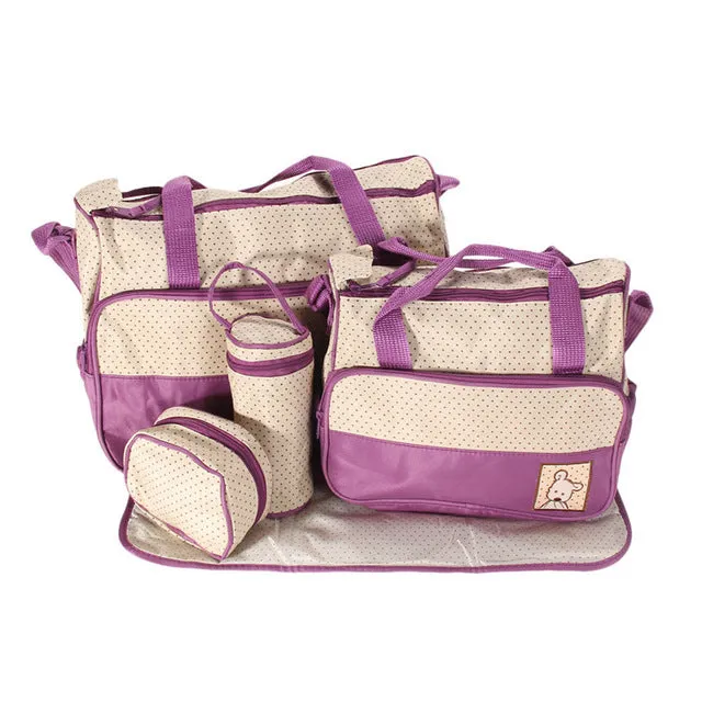 Five Piece Diaper Bag Set