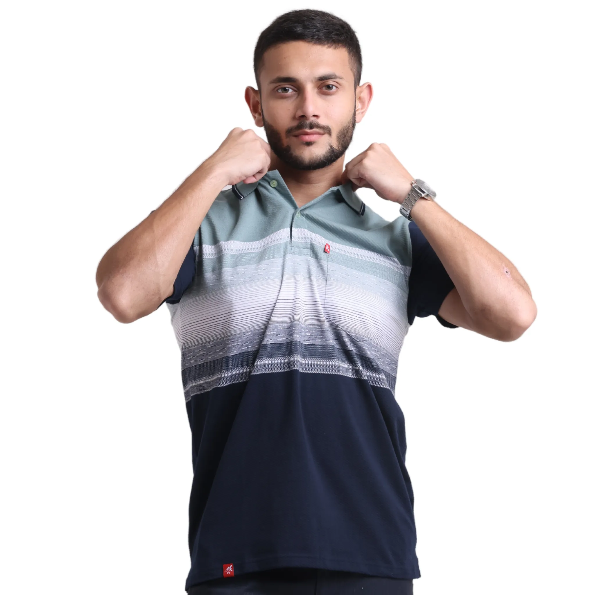 Floody Scatter Stripe Designer Polo