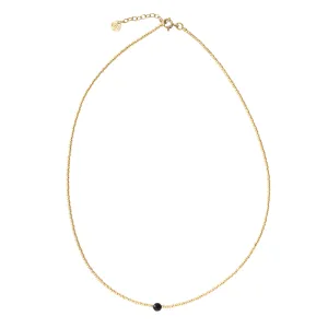 Flora Schwarzer Onyx Gold Halskette
