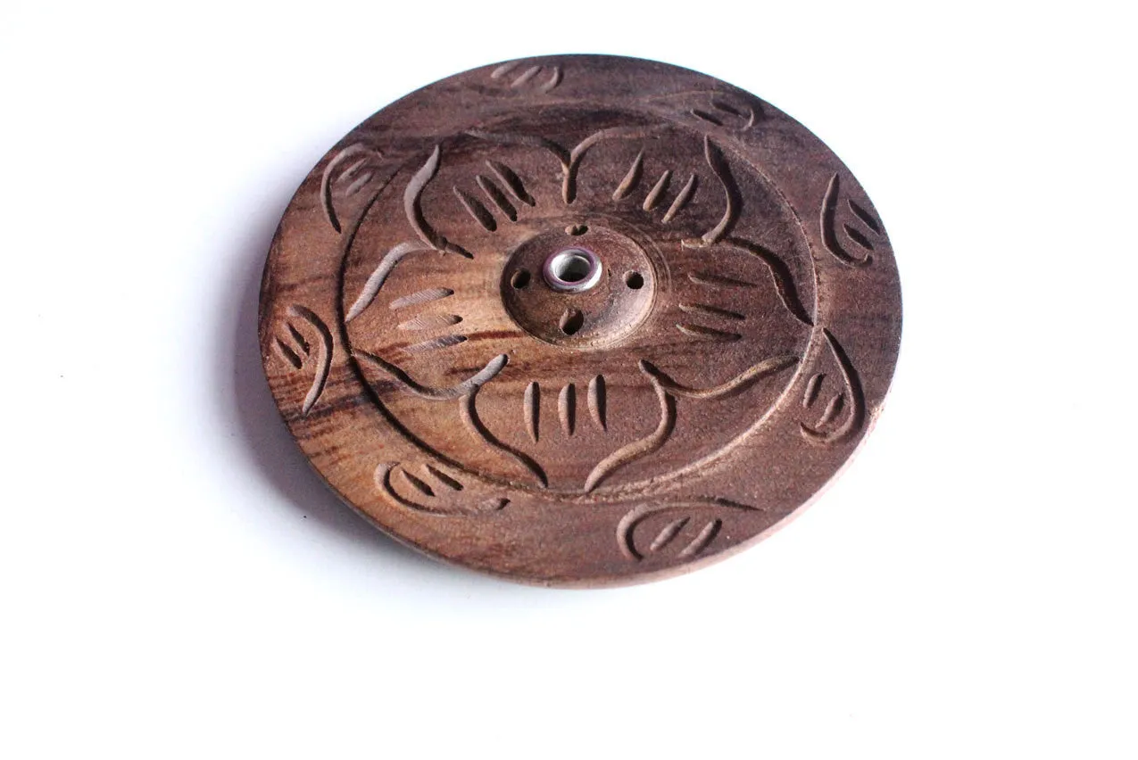 Flower Carved Wooden Incense Burner