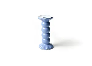 French Blue Medium Ruffle Knobbed Candle Holder