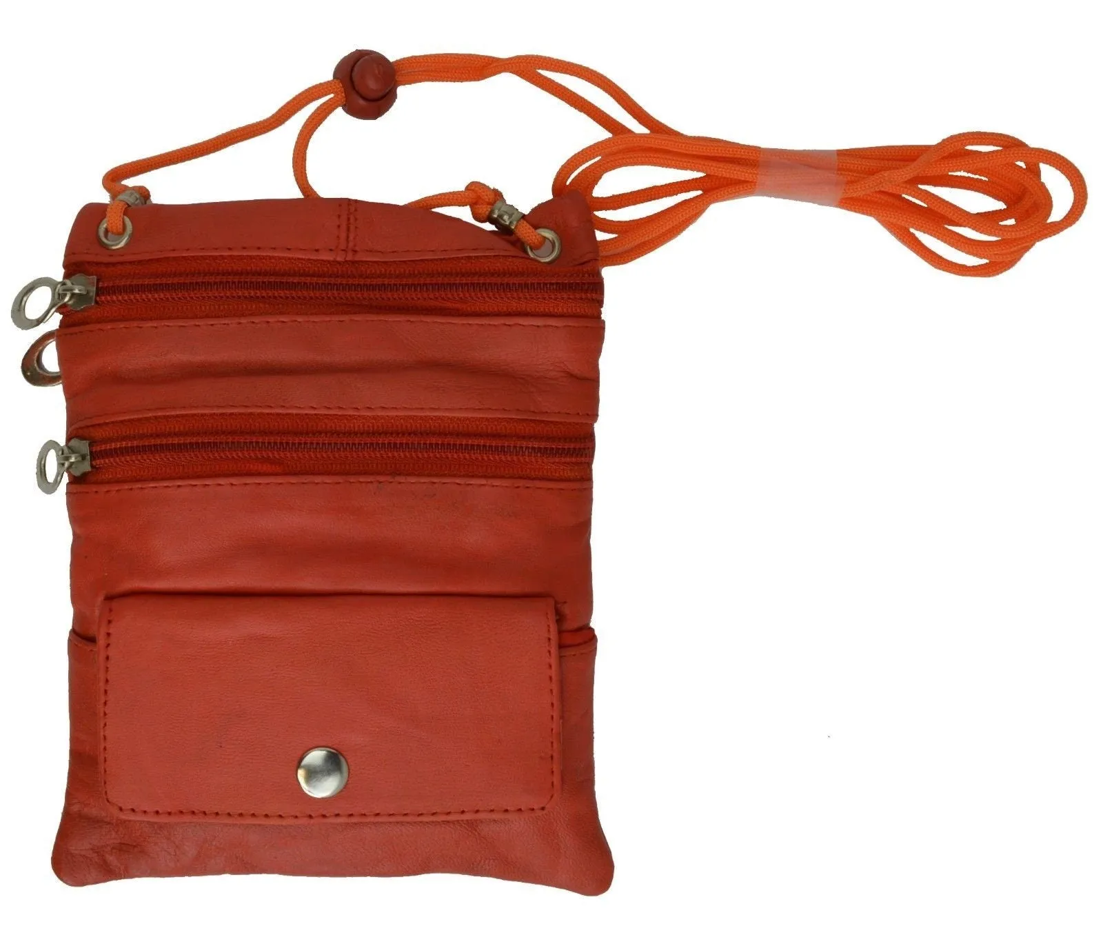 Genuine Leather Mini Crossbody Purse Neck Bag Passport ID Documents Holder Travel Lanyard Pouch