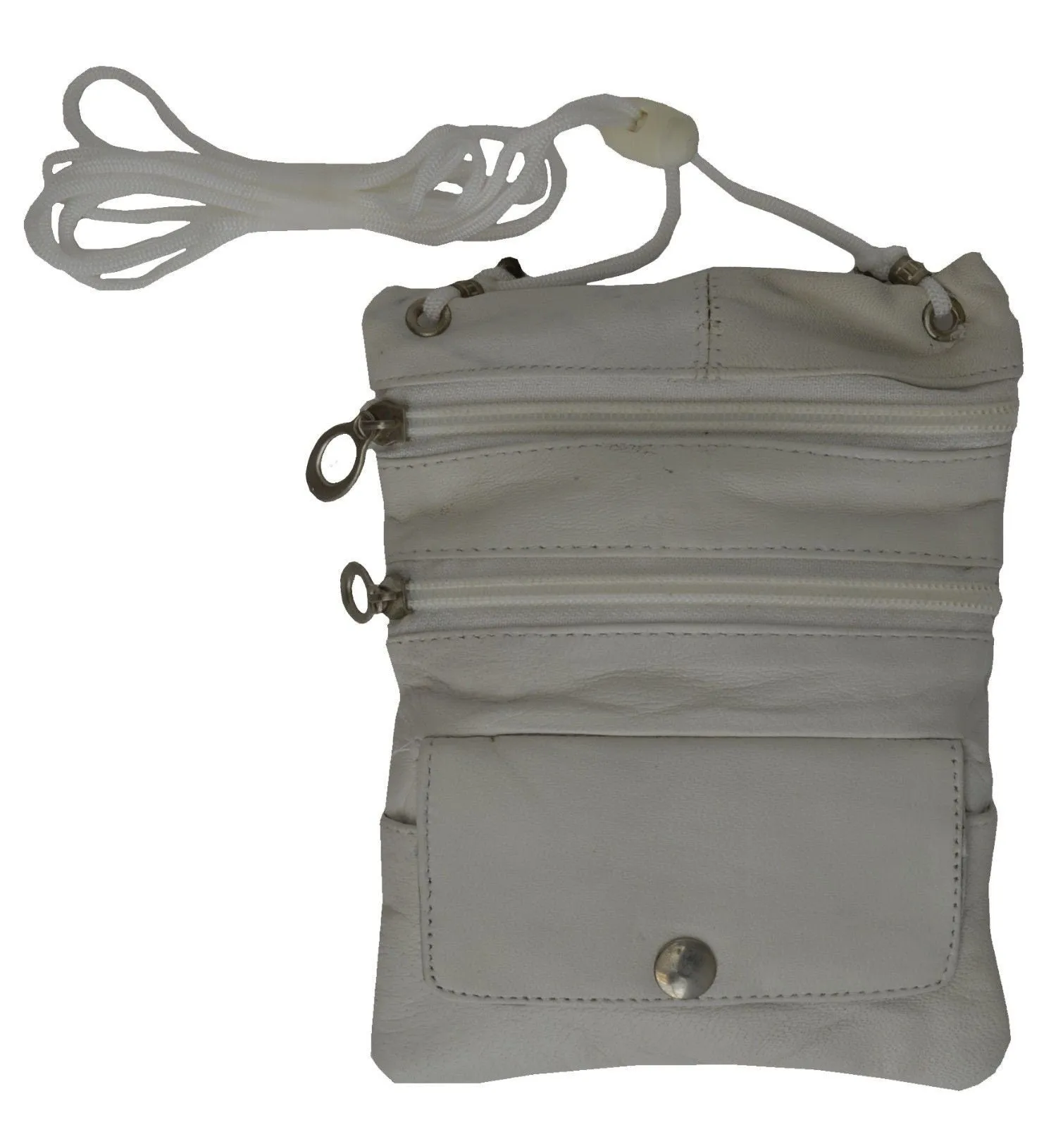 Genuine Leather Mini Crossbody Purse Neck Bag Passport ID Documents Holder Travel Lanyard Pouch