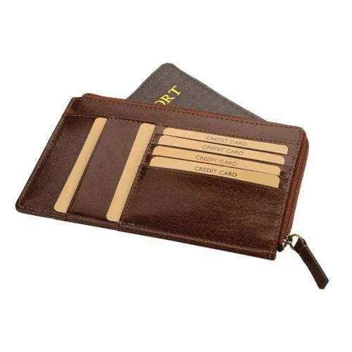 Genuine Leather Zippered Passport | Card | Boarding Pass Travel Holder  - MIRELLE