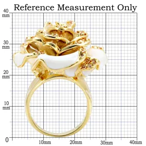 Gold Brass Ring with AAA Grade CZ in Champagne for Women Style 1W040