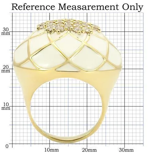 Gold Brass Ring with AAA Grade CZ in Clear for Women Style 0W206
