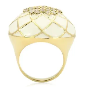 Gold Brass Ring with AAA Grade CZ in Clear for Women Style 0W206