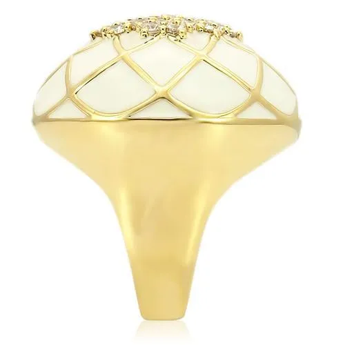 Gold Brass Ring with AAA Grade CZ in Clear for Women Style 0W206