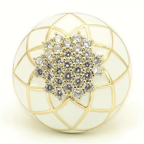 Gold Brass Ring with AAA Grade CZ in Clear for Women Style 0W206